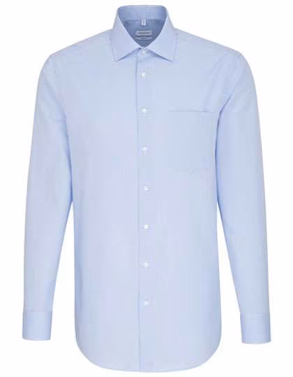 Seidensticker Chemise manches longues à carreaux/rayures Regular Fit en Coton, Check Light Blue - White 38, SN193600