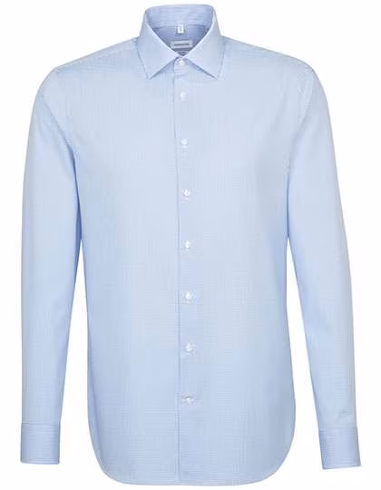 Seidensticker Long Sleeve Shirt Checked/Striped, Non-Iron, Check Light Blue - White 37, SN293600