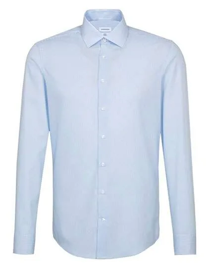 Seidensticker Langarmhemd Slim Fit Karo/Blockstreifen, Striped Light Blue - White 37, SN693600