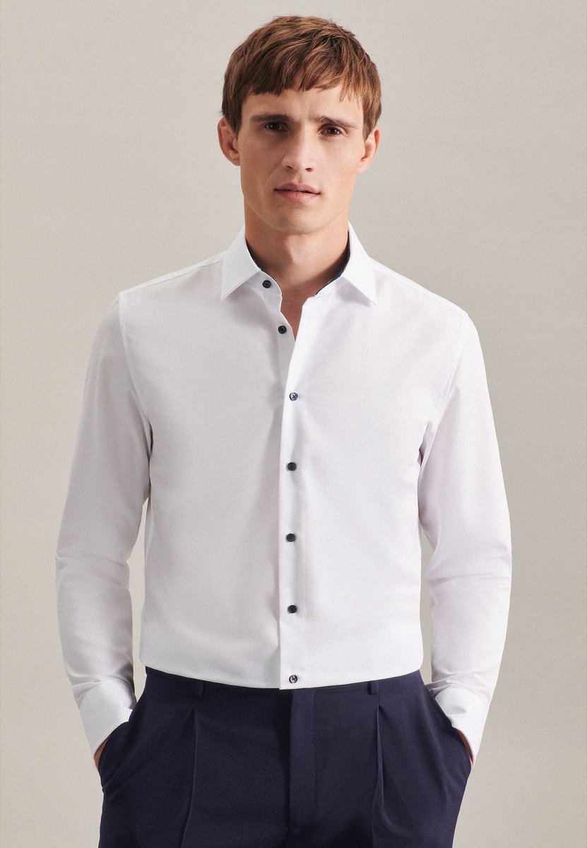 Seidensticker Bügelfreies Slim Fit Langarmhemd, White 36, SN693690