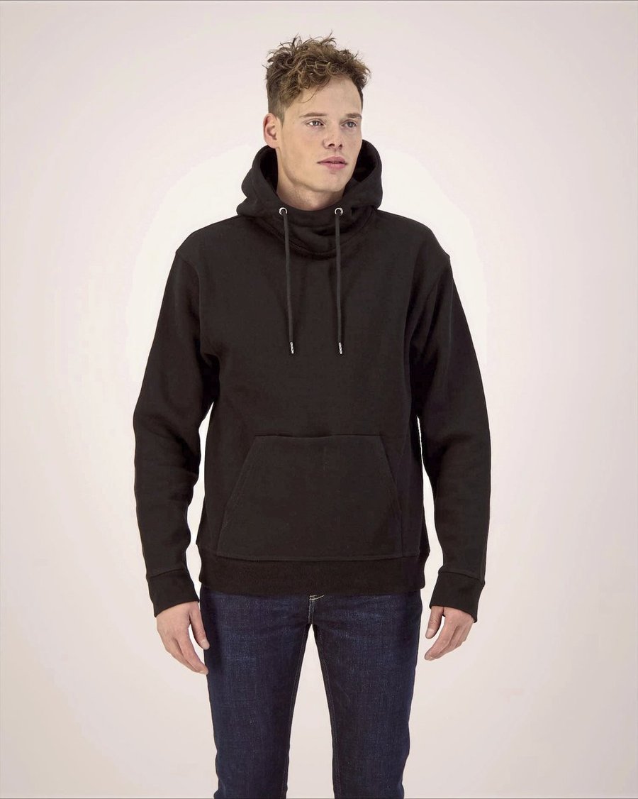 Starworld Bio-Baumwoll-Kapuzen-Sweatshirt mit Handytasche, Deep Black XS, SW245
