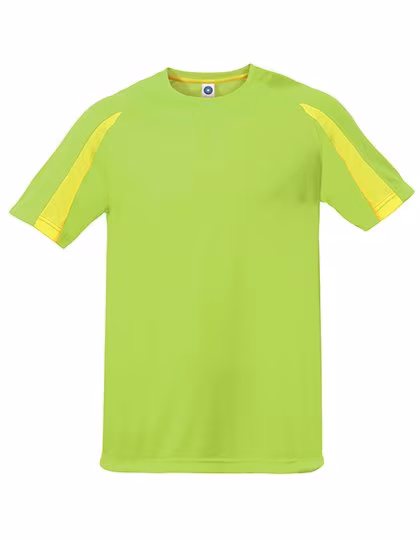 Starworld Ultra-Tech Sports Shirt with Contrast Sleeves, Fluorescent Green/Fluorescent Yellow S, SW309