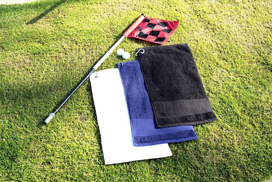 Towel City Baumwoll-Golfhandtuch mit Fischgrätrands, Black 30 x 60 cm, TC033