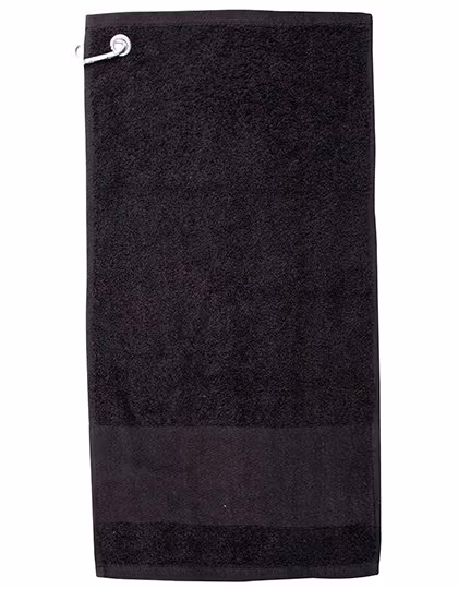 Towel City Baumwoll-Golfhandtuch mit Fischgrätrands, Black 30 x 60 cm, TC033