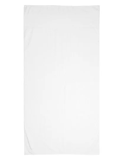 Towel City Bath Towel with Herringbone Border and Hanging Loop, White 70 x 140 cm, TC035