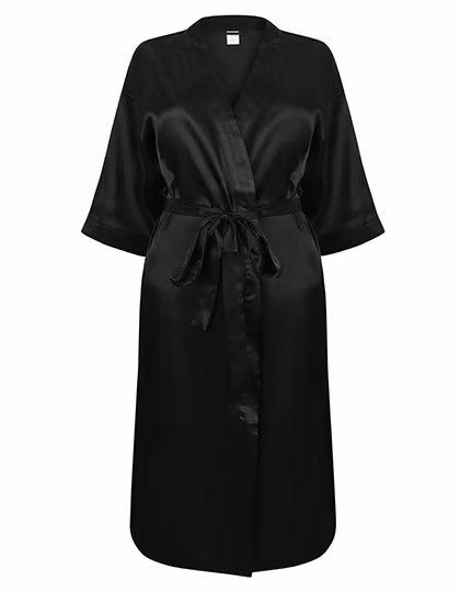 Towel City Peignoir Kimono en Satin Extensible, Black M/L, TC054