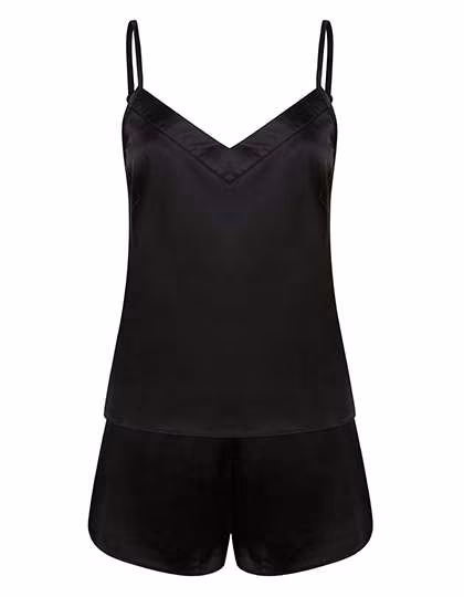 Towel City Set pigiama Cami in raso con shorts, Black M/L, TC057
