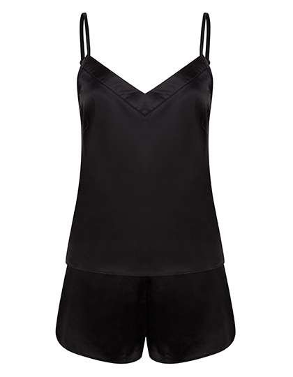 Towel City Satin Cami Pyjama-Set mit Shorts, Black M/L, TC057