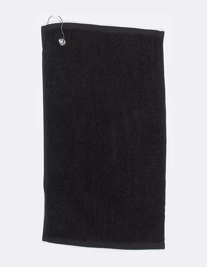 Towel City Premium Golf Towel with Eyelet, 100% Cotton, Black 30 x 50 cm, TC13