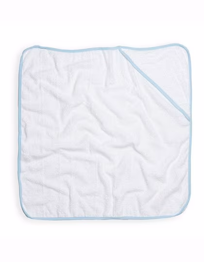 Towel City Serviette Bébé Moelleuse avec Capuche, White/Blue 75 x 75 cm, TC36