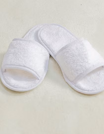 Towel City Classic Terry Slippers with Open Toe, White 36-41 (4-7), TC64
