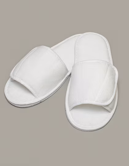 Towel City Pantofole a punta aperta con chiusura a strappo, White 36-41 (4-7), TC67
