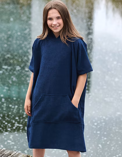 Towel City Accappatoio con Cappuccio e tasca per Bambini, Navy 3/5 Jahre, TC811