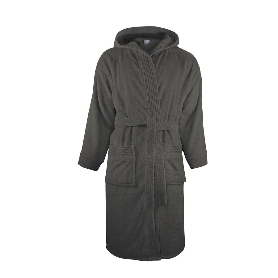 The One Towelling® Bathrobe Hooded Black S/M (TH1095), TH1095