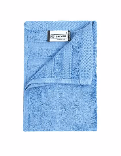 The One Towelling® Bambus-Badetuch mit gestreiftem Saum, Aqua Azure 30 x 50 cm, TH1200