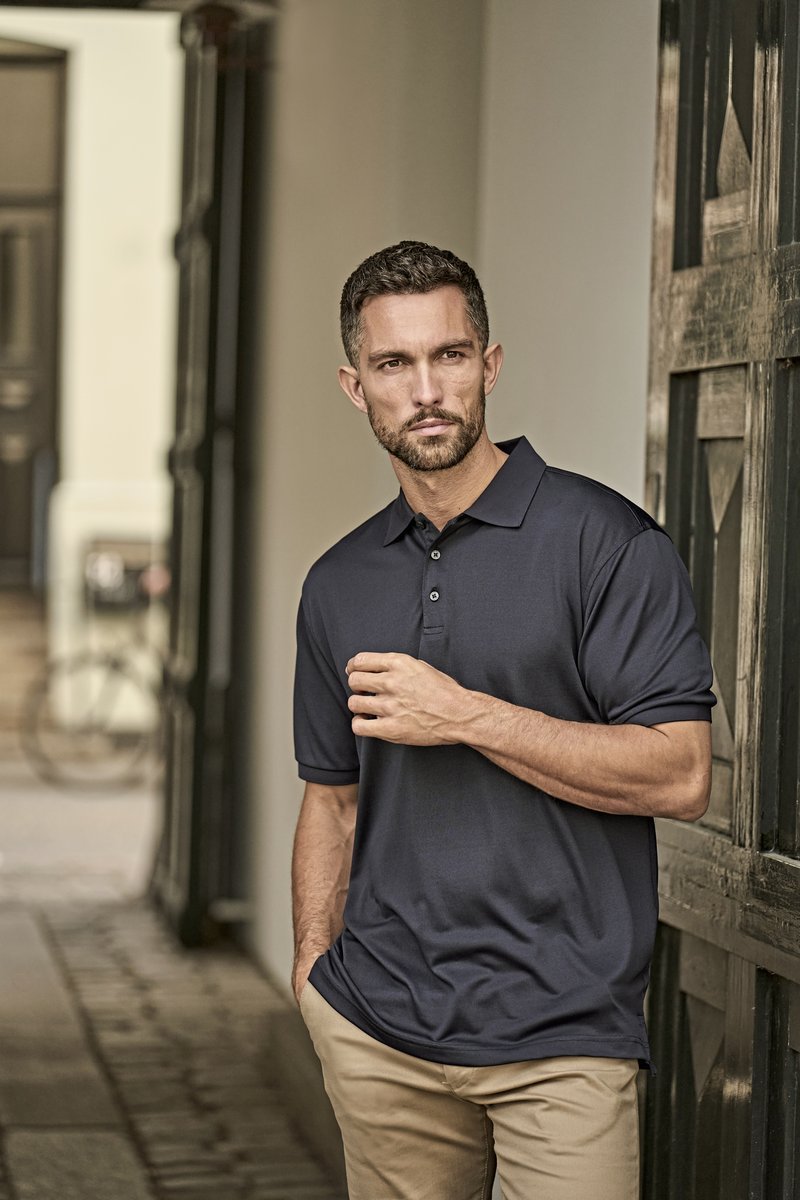 Tee Jays Nachhaltiges Kurzarm-Poloshirt mit Elasthan, Black L, TJ07000