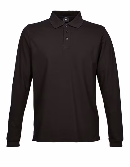 Tee Jays Langarm-Polo aus Bio-Baumwolle mit Elasthan, Black S, TJ1406
