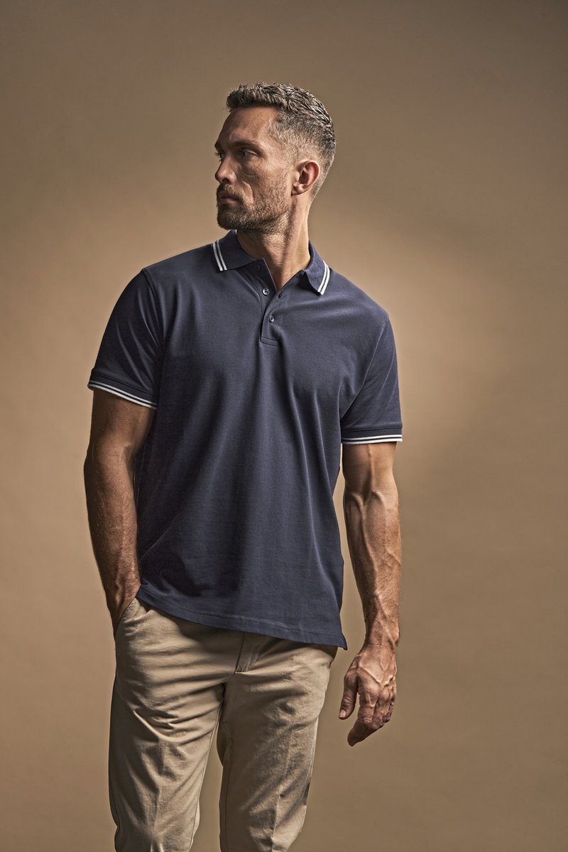 Tee Jays Bio-Baumwolle Stretch Polo mit Kragen in, Black/White S, TJ1407
