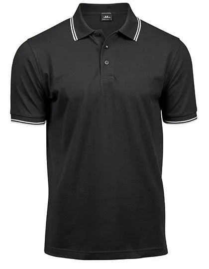 Tee Jays Organic Cotton Stretch Polo with Collar in, Black/White S, TJ1407