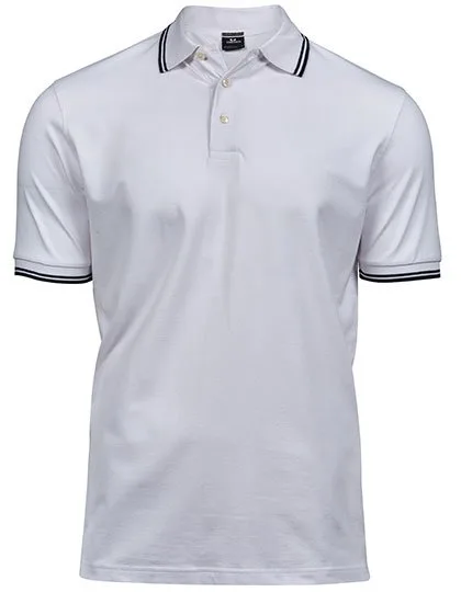 Tee Jays Bio-Baumwolle Stretch Polo mit Kragen in, White/Navy L, TJ1407