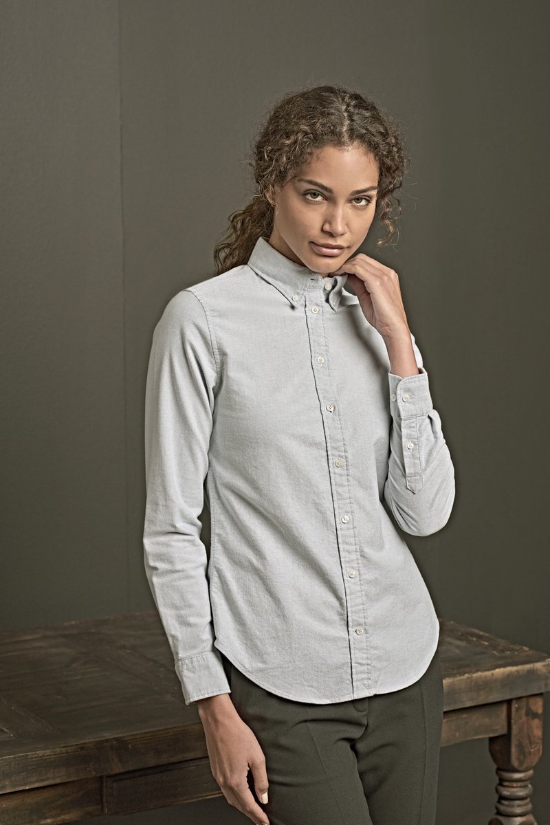 Tee Jays Langarmhemd aus 100% Baumwolle, Shaped Fit, Light Blue XL, TJ4001