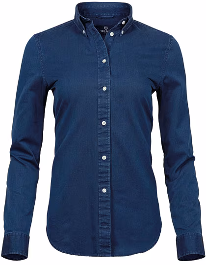 Tee Jays Long-Sleeve Shirt made of Twill with Button-Down Collar, Indigo XS, TJ4003