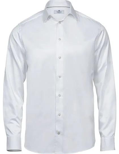 Tee Jays Langarm-Hemd 100% Baumwolle Twill für Herren, White M, TJ4020