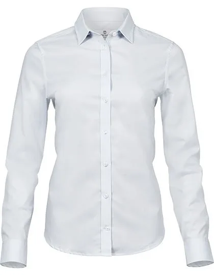 Tee Jays Stretch Langarm-Shirt mit Kellerfalten für Damen, White M, TJ4025