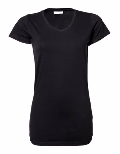 Tee Jays V-Neck T-Shirt Extra Lang für Damen, Black XS, TJ455