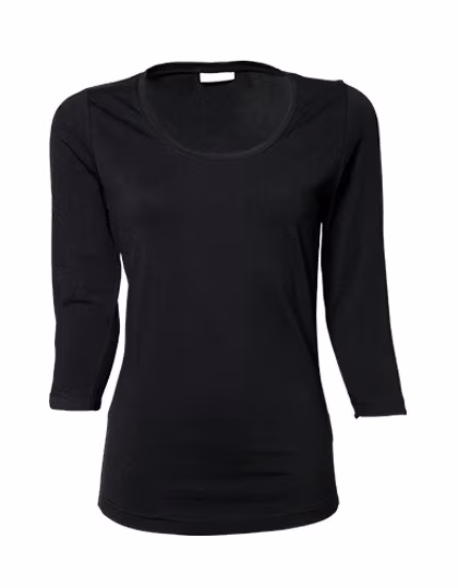 Tee Jays Stretch T-Shirt 3/4 Sleeves for Women, Black S, TJ460