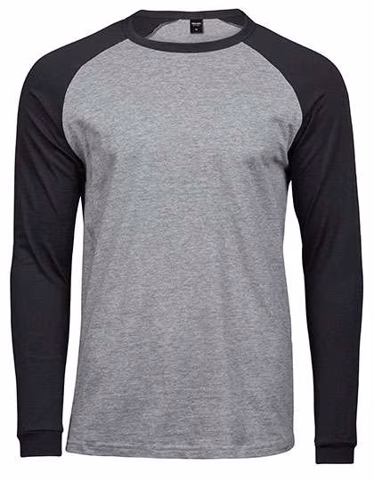 Tee Jays Langarm-Raglan T-Shirt aus Baumwolle, Heather/Black S, TJ5072