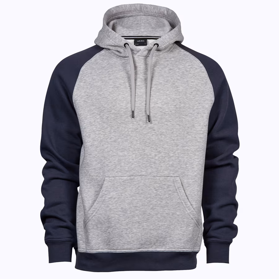 Tee Jays Two-Tone Hoodie with Raglan Cut, Heather Grey/Navy XXL, TJ5432