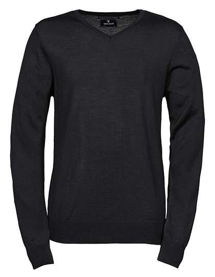 Tee Jays V-Ausschnitt Strickpullover Merino-Polyacryl für Herren, Black S, TJ6001