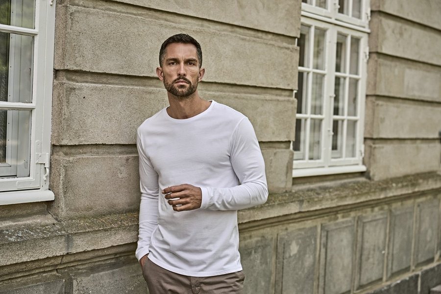 Tee Jays Langarm T-Shirt aus 100% Baumwolle, White S, TJ8007