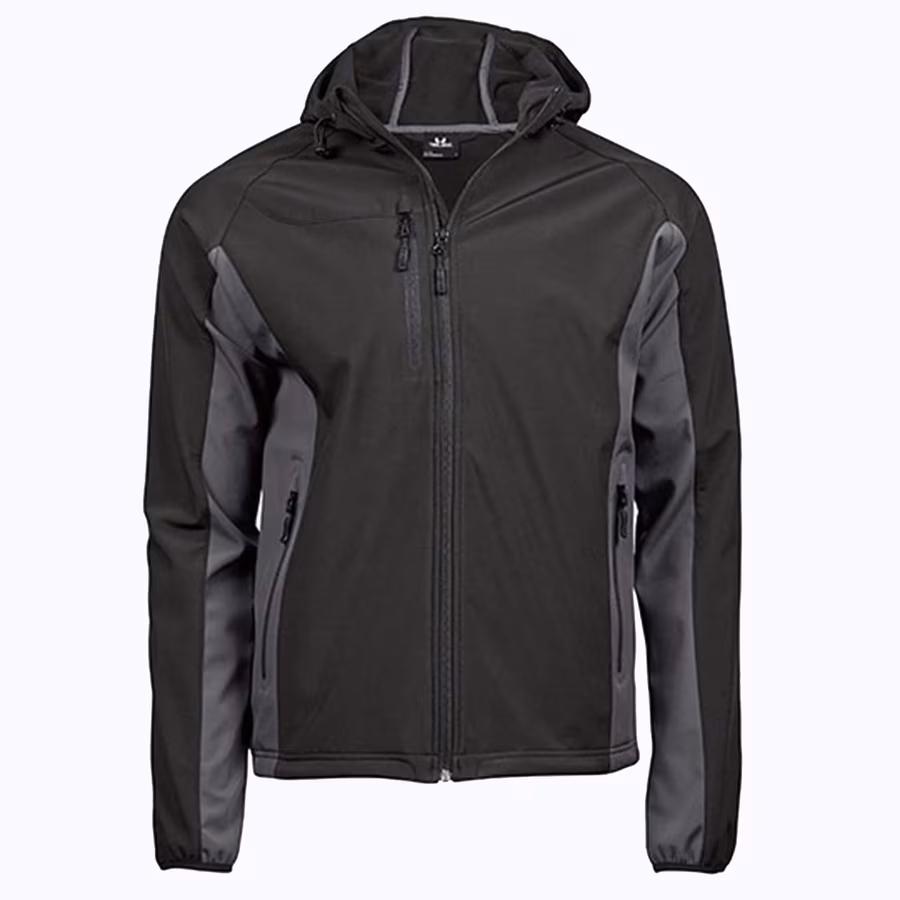 Tee Jays Leichte Softshell-Hoodiejacke mit Kapuze, Black/Dark Grey (Solid) S, TJ9514N