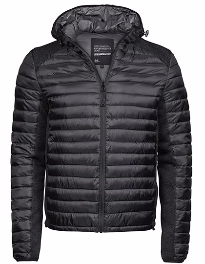 Tee Jays Winddichte Outdoor Crossover Jacke mit Kapuze, Black/Black Melange S, TJ9610