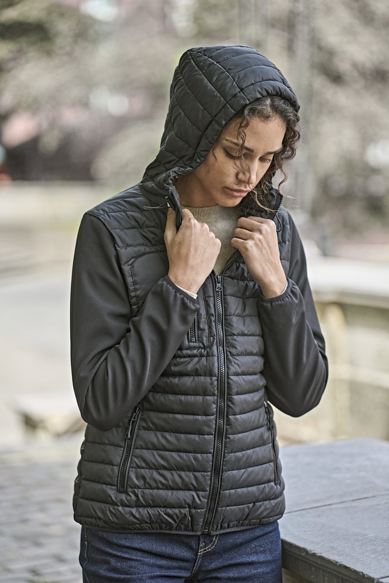 Tee Jays Softshell-Jacke mit Kapuze für Damen, Black/Black S, TJ9629