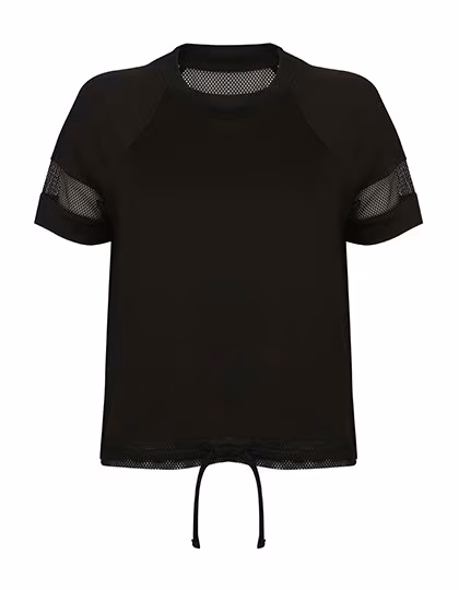 Tombo Modisches Überzieh-Top mit Tunnelzug, Black S, TL526