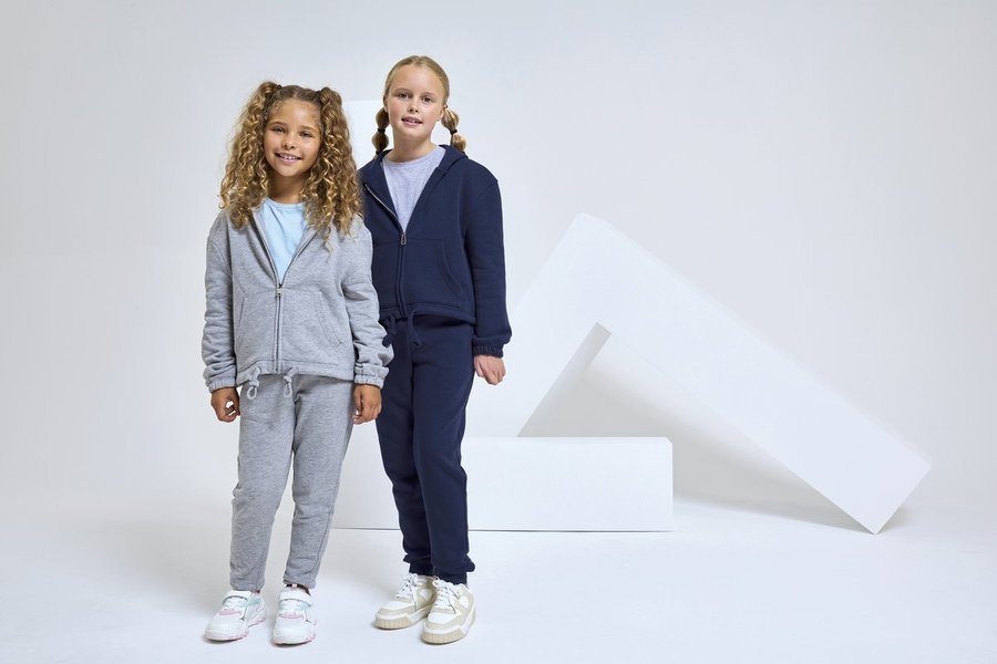 Kids Recycled Cropped Oversize Full-Zip Felpa con cappuccio