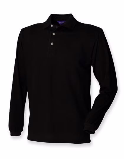 Henbury Polo Manches Longues en Coton, Black S, W105