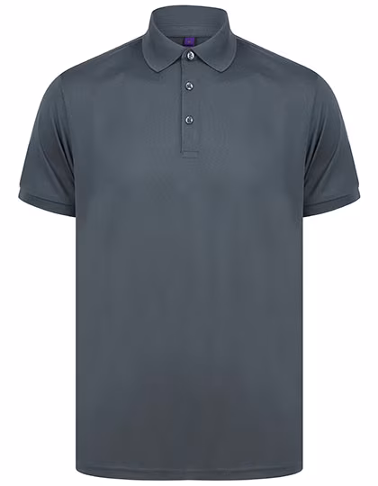 Henbury Polo en Polyester Recyclé avec Col Montant, Charcoal XL, W465
