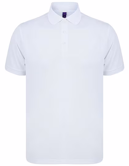 Henbury Recycled Polyester Polo with Stand-Up Collar, White XL, W465