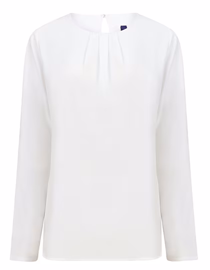 Henbury Blouse Plissée Manches Longues avec Boutonnage, White L, W598