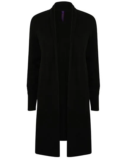 Henbury Longline Cardigan 50% Cotton for Women, Black XS, W719