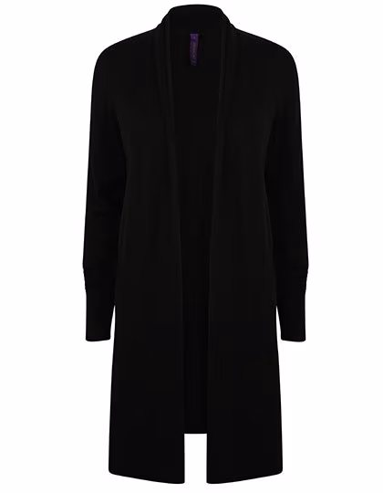 Henbury Longline Cardigan 50% Cotone da Donna, Black XS, W719