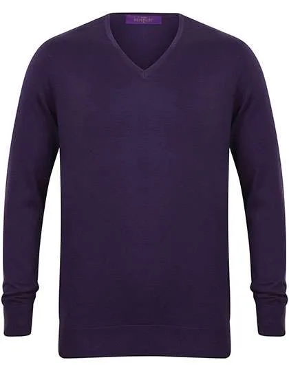 Henbury Men´s Lightweight V-Neck Jumper Purple XXS (W720), W720