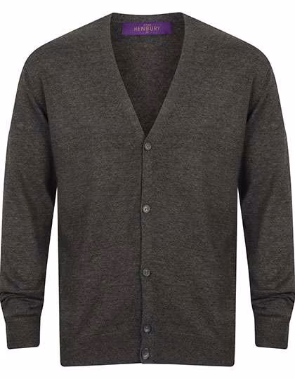 Henbury Cardigan a Maglia Fine con Scollo a V, Grey Marl XS, W722