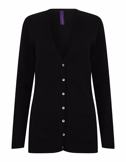 Henbury Cardigan a Maglia Fine con Scollo a V e Tasche, Navy M, W723