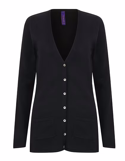 Henbury Cardigan Col V en Maille Fine avec Poches, Navy M, W723