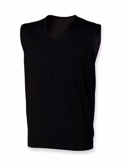 Henbury Pull en Maille Fine Sans Manches Col V, Black S, W724